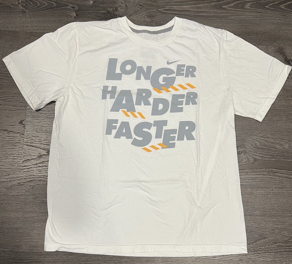 Men's XL Nike Dri-Fit Longer, Harder, Faster White T-Shirt