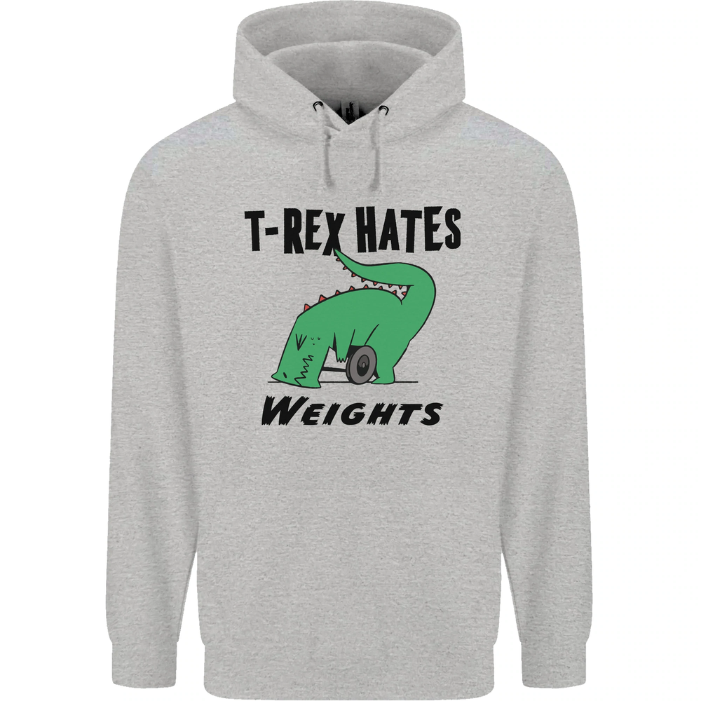 T-Rex Hates Weights Funny Gym Workout Mens 80% Cotton Hoodie