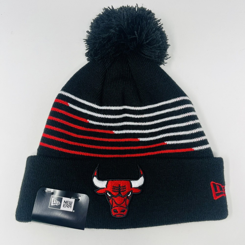 NEW ERA Chicago Bulls Logo Pom Cuffed Beanie Toboggan Knit Zig Zag Hat Cap NWT