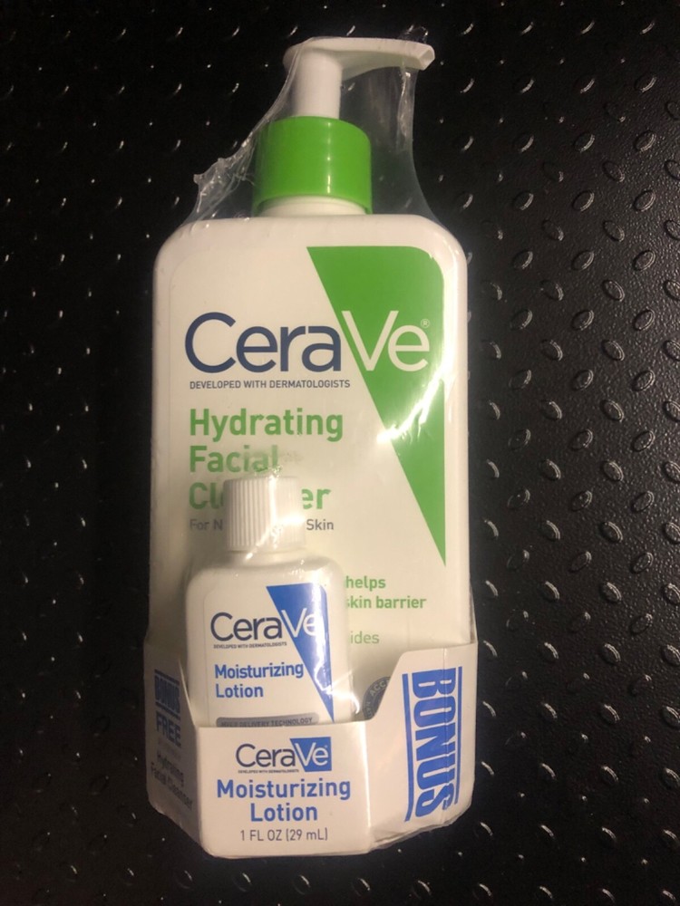 CeraVe Hydrating Facial Cleanser 12 Fl.Oz + Bonus CeraVE Moisturizing Lotion1 oz