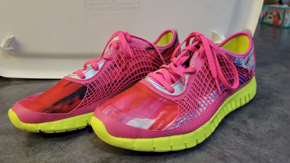 Reebok Z Goddess Glitch Pink Yellow Shoes Sneakers Women's Size 10