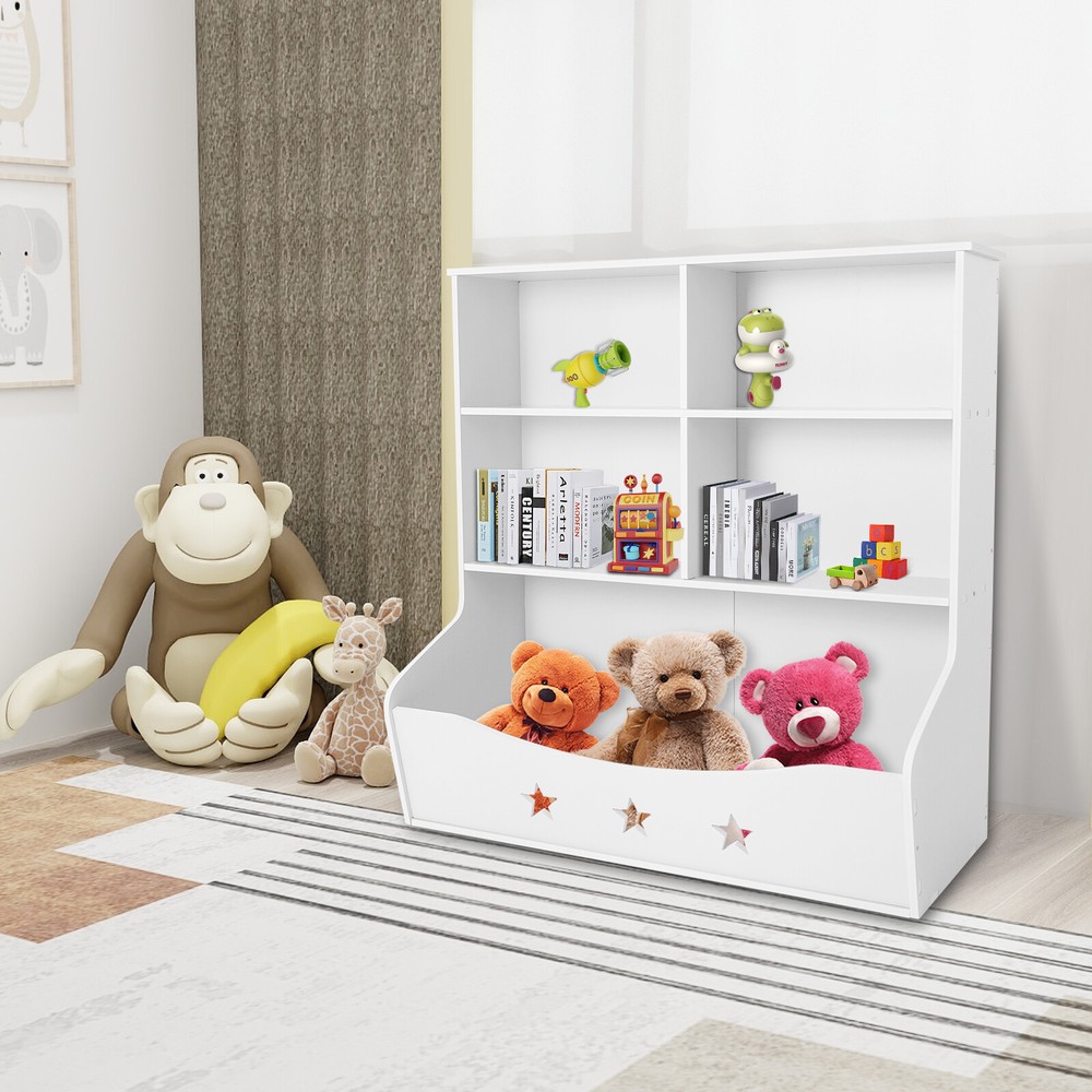 Kids' Storage Organizer, 3-tier Bookcase, Home Organization Toy Bookcase, White