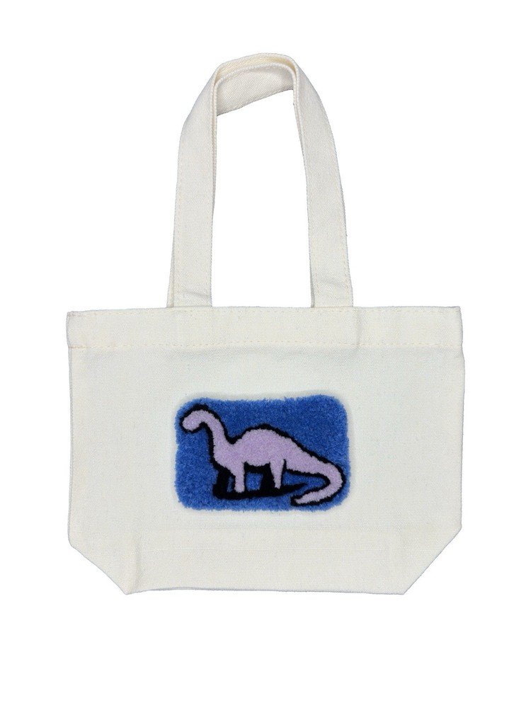 Handmade Cashmere Dinosaur Embroidery Mini Canvas Tote Bag