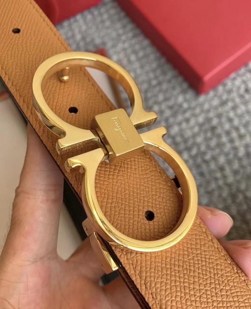 Ferragamo Men's Coffee Leather Belt SZ 80-85-90-95-100-105-110