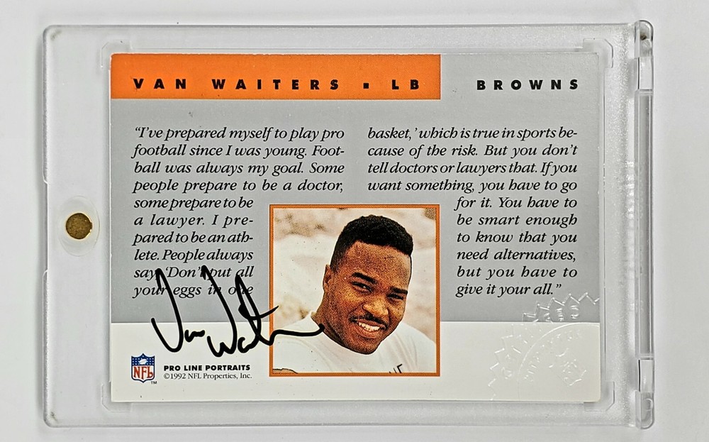 RARE AUTO AUTOGRAPH CERTIFIED 1992 NFL Pro Line Portraits Van Waiters Browns