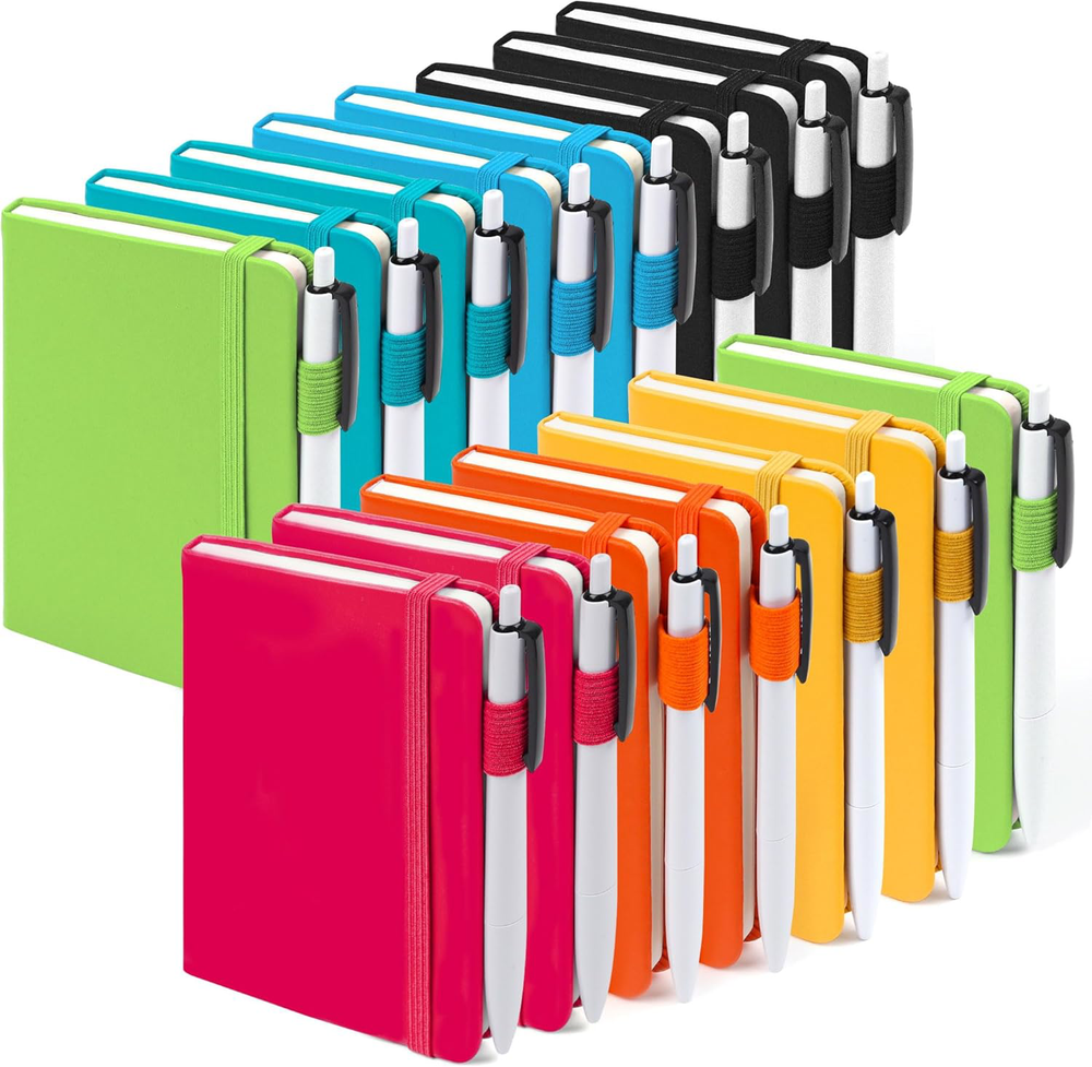 Mini Hardcover Notebooks Bulk 15 Pack College Ruled Lined Journals with Pens