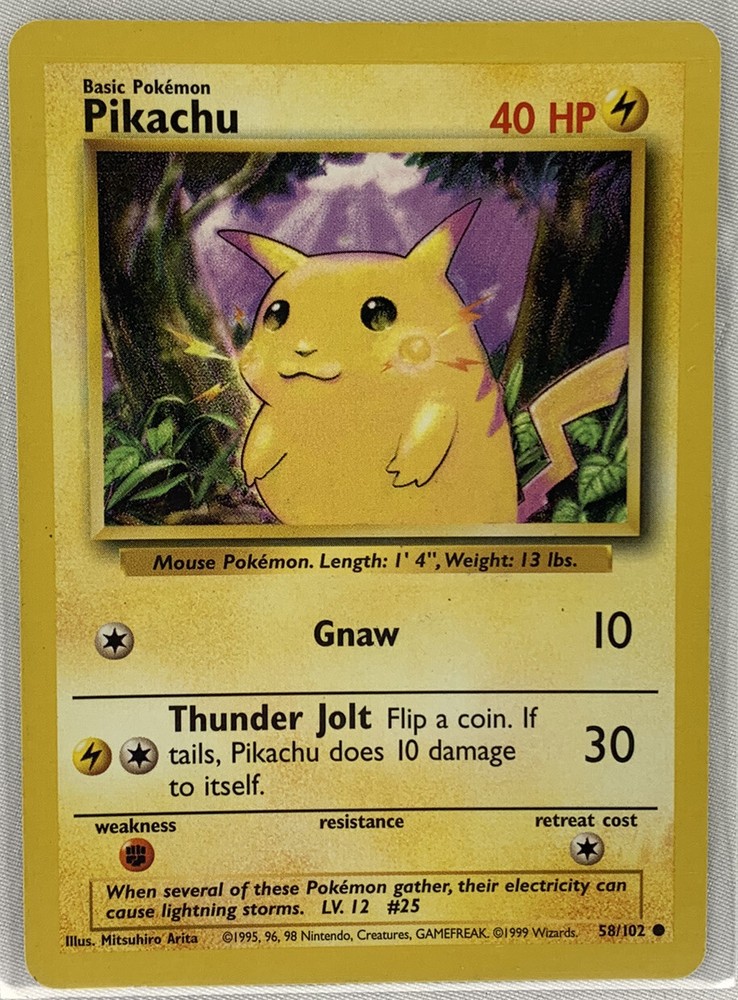 Pikachu 058/102 Base Set Pokemon TCG Card Regular Edition