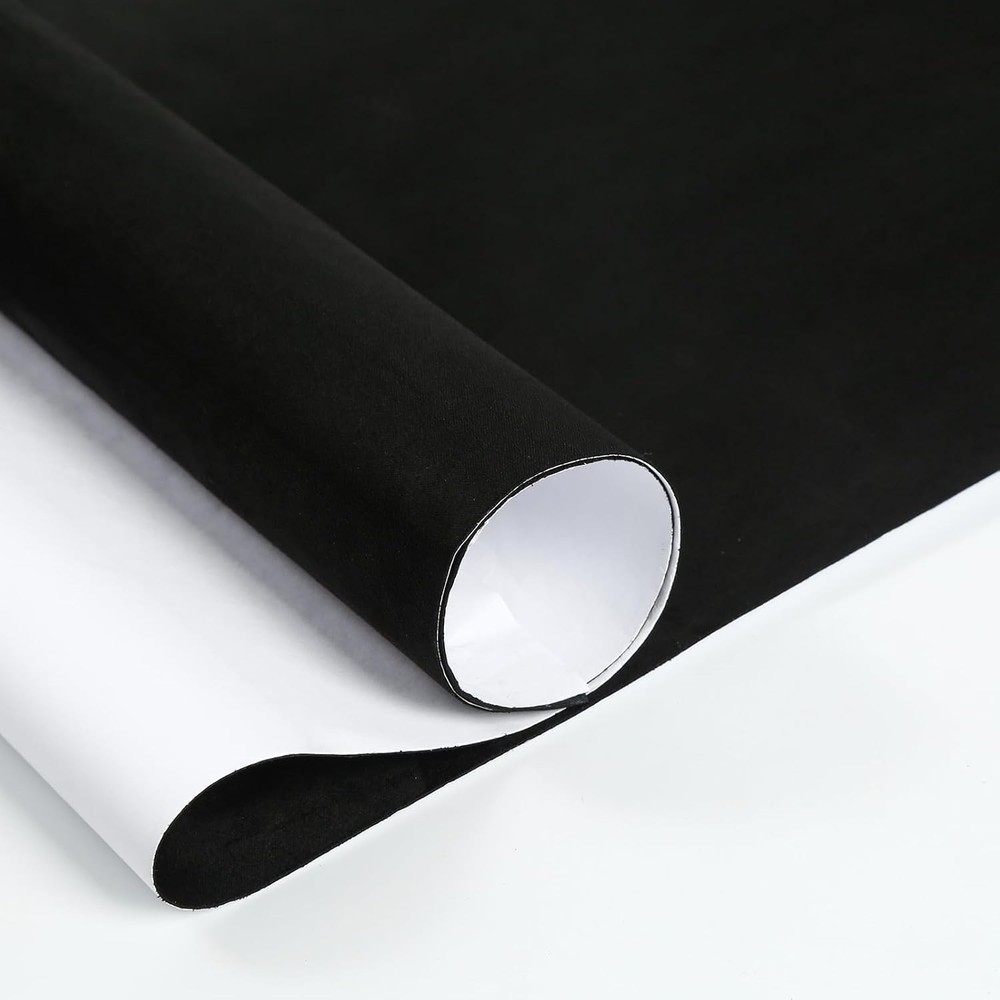 Black Suede Self-Adhesive Car Interior Wrap 15.7x55.1in Microfiber