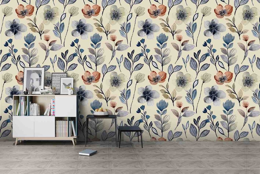 3D Flowers Flora Watercolor Pattern Wall Murals Wallpaper Murals Wall Sticker