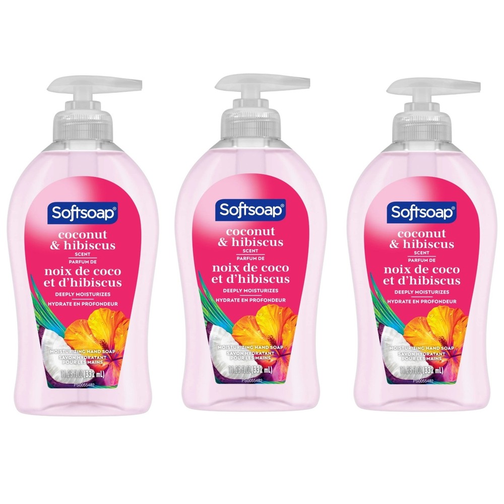 3 Pack Softsoap Coconut & Hibiscus Moisturizing Hand Soap 11.25 oz
