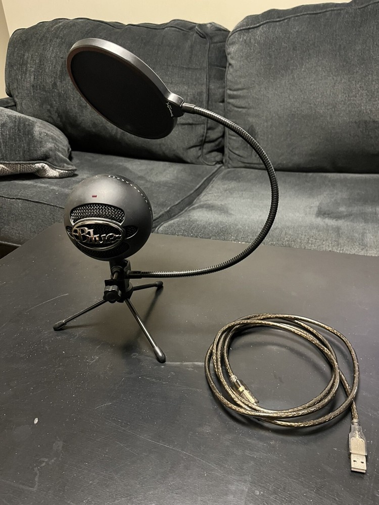 Blue Snowball iCE Condenser Microphone, Cardioid Black W/ Dragonpad Pop Filter