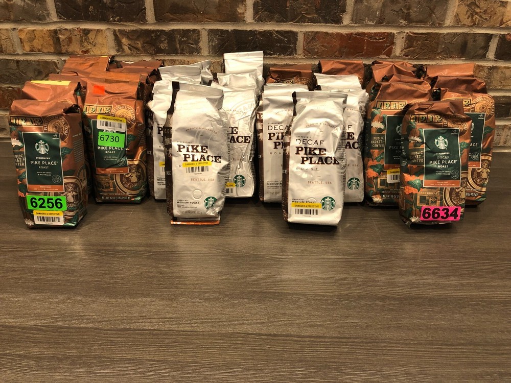 Starbucks Pike Place Ground Coffee Medium Roast 36 1 lb Bags 18 Regular 18 Decaf
