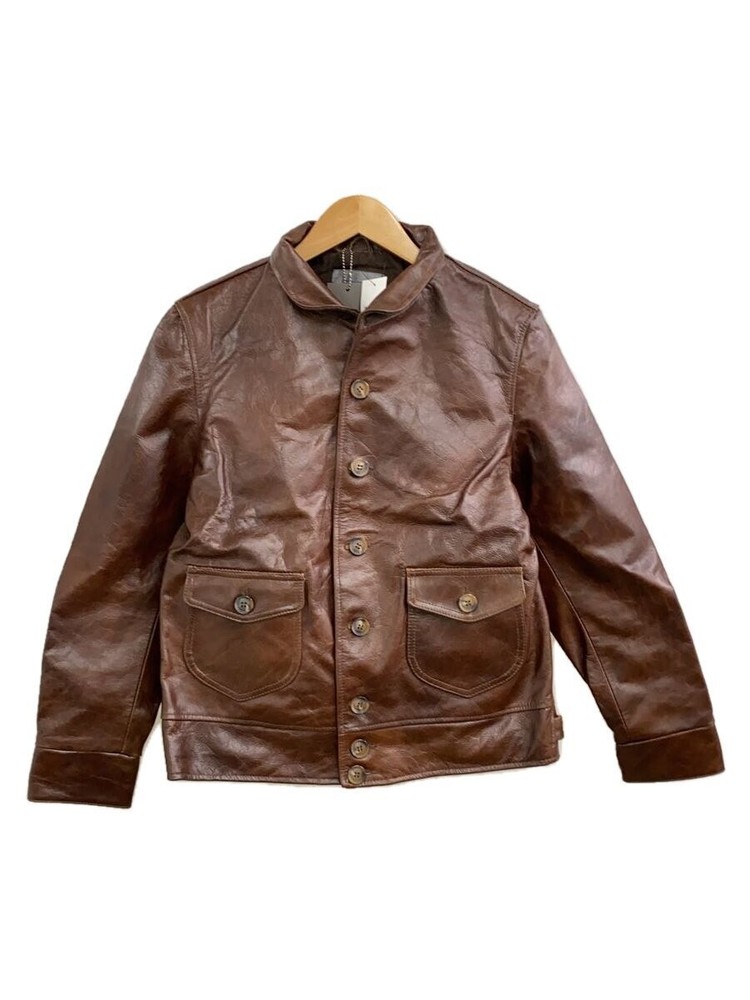 Bolini Brown Leather Blouson Jacket Size 50 Plain Design 1266