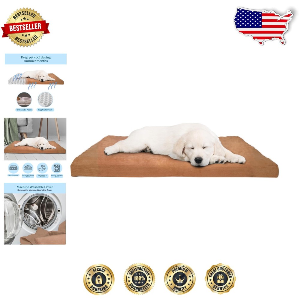 Water-Resistant Medium Dog Bed - Orthopedic Foam with Washable Cover, Clay