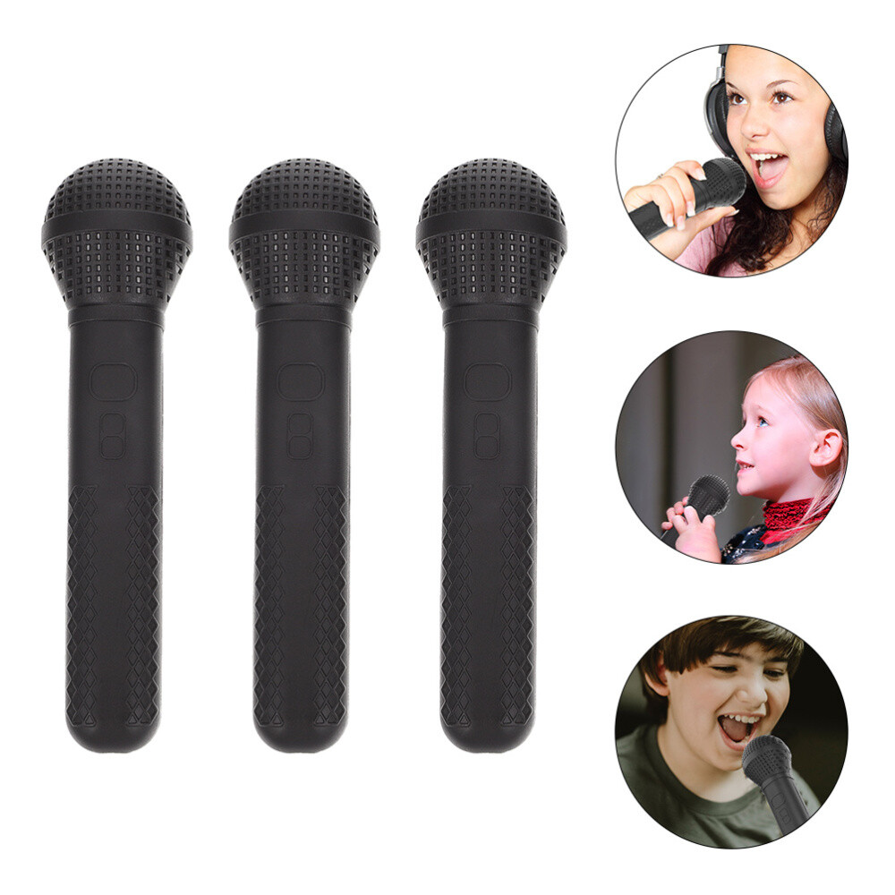 3 Pcs Fake Microphones Simulation Simple Appearance Indoor Play Prop