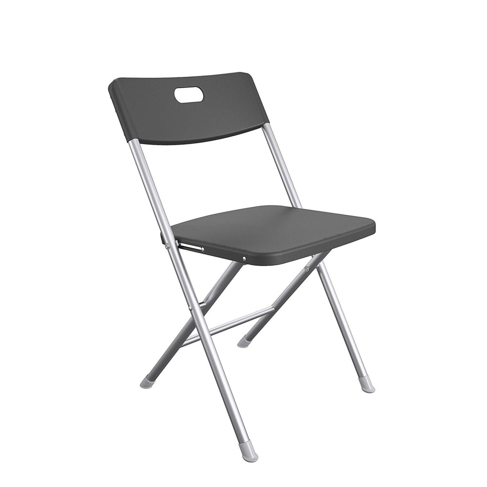 Black Resin Folding Chair with Seat & Back Support