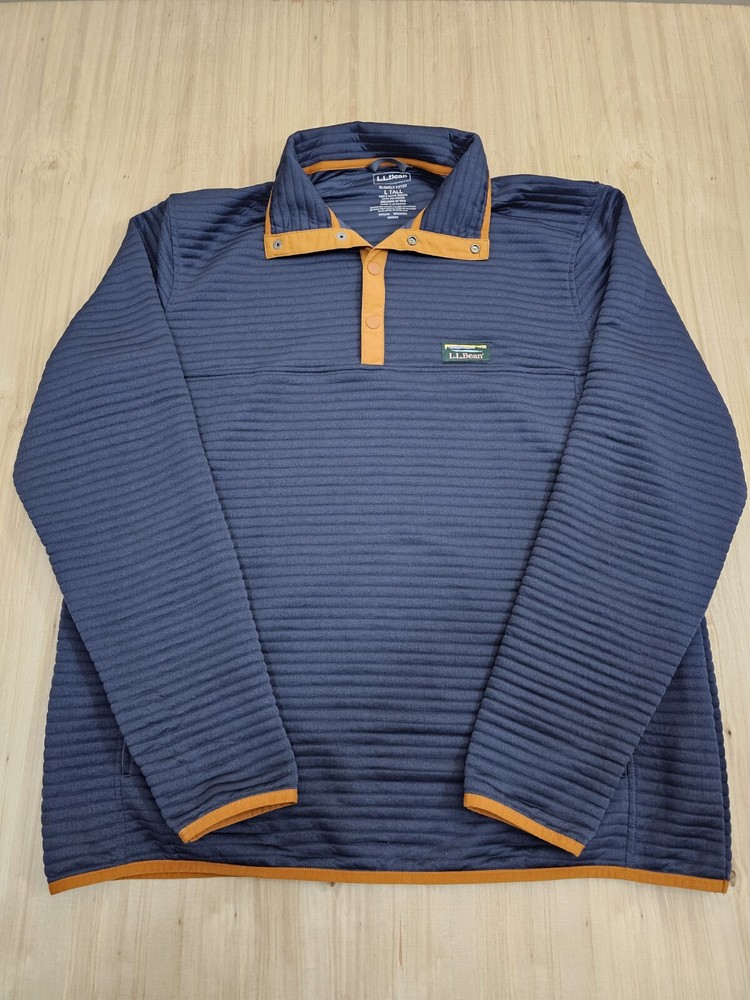 LL Bean Airlight Sweater  1/4 Snap Pullover Slightly Fitted Ribbed Mens L