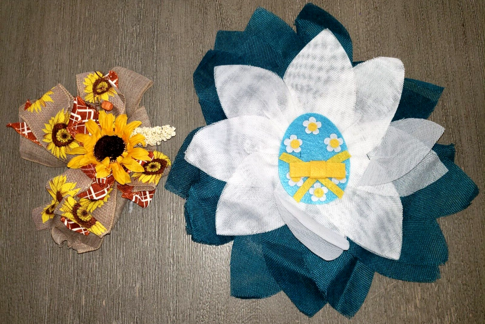 Easter Egg Sunflower Wreath Large Wall Decor New Craft