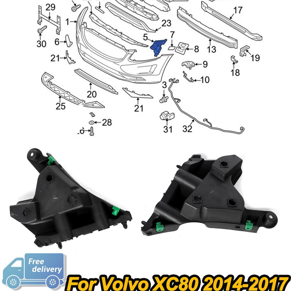 2Pcs Front Left Right Bumper Brackets 31323758 31323759 For 2014-2017 VOLVO XC60