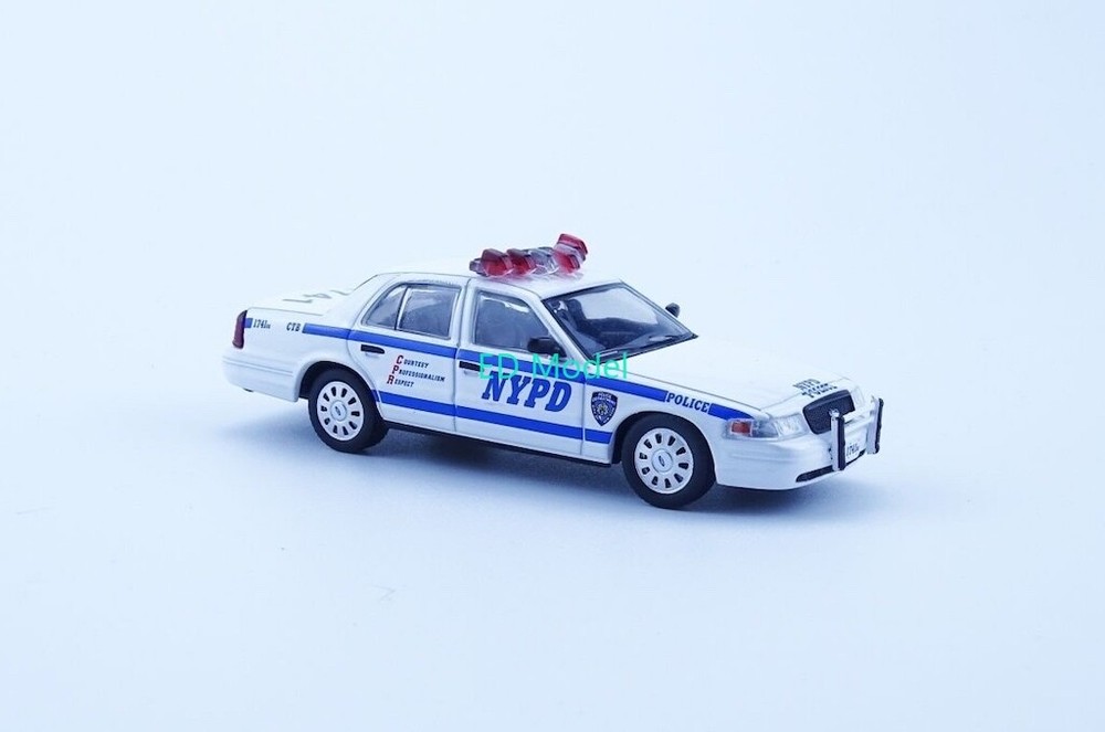 BN 596 1:64 White CV CROWN VICTORIA NYPD Police Model Diecast Metal Car