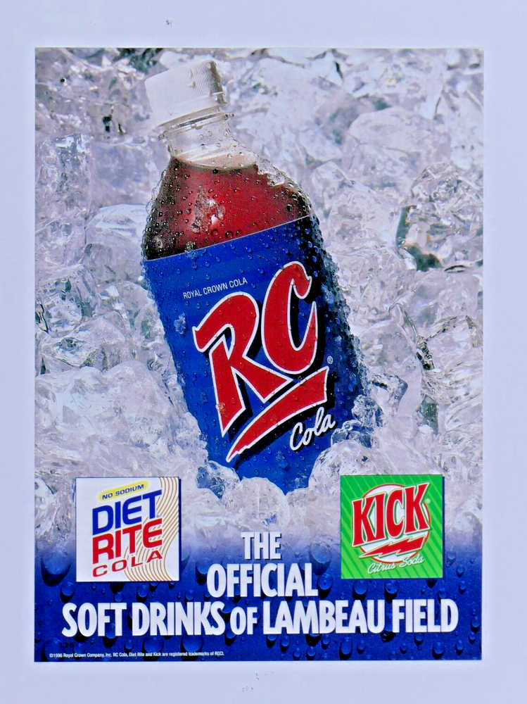 Green Bay Packers Lambeau Field RC Cola Regional Vintage 1990 Original Print Ad