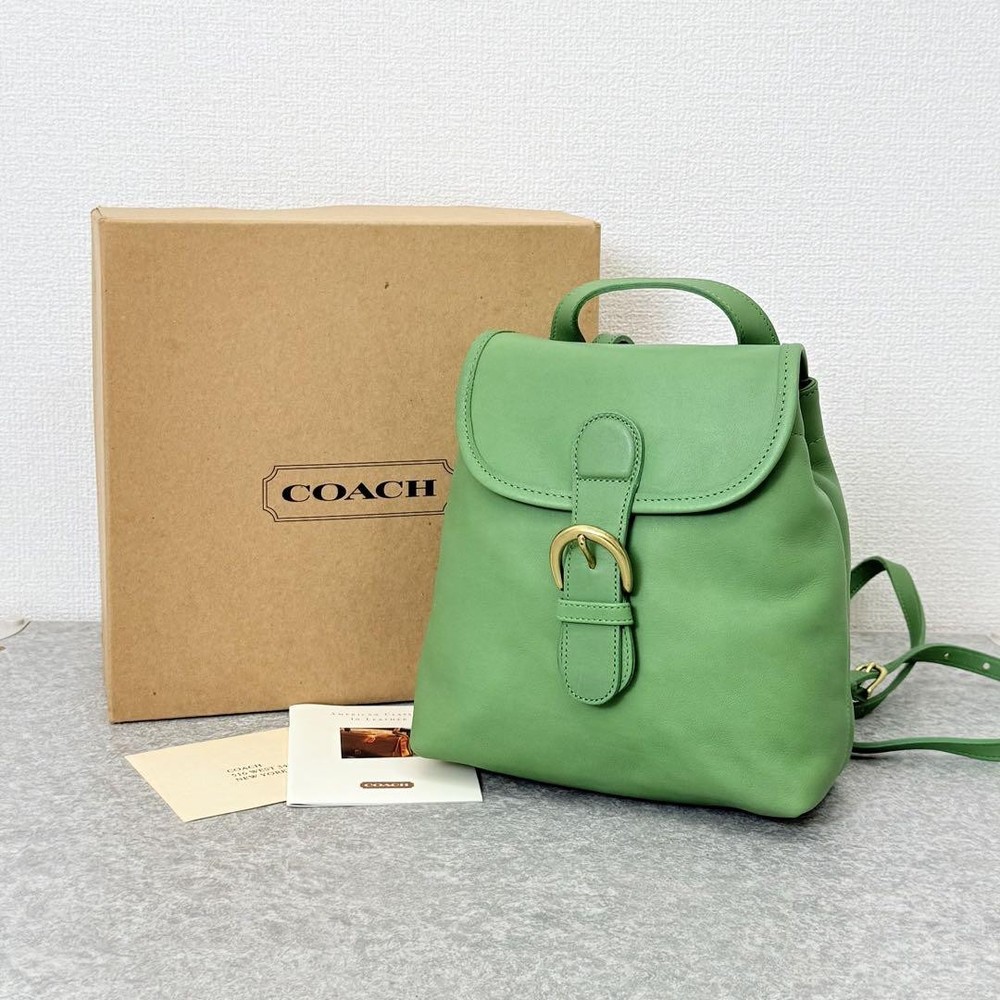 Vintage Coach Mini Green Backpack with Charm in Excellent Condition