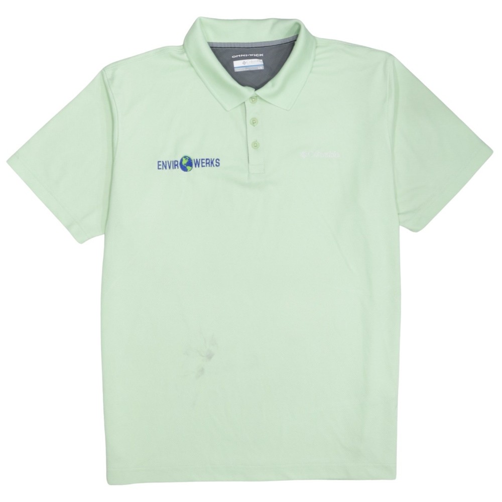 Columbia Mens Polo Shirt Light Mint Green Titanium Golf Embroidered Logos L