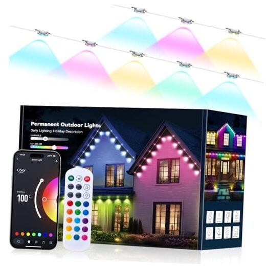 Permanent Outdoor Lights -RGB Eaves Lights with 50 LED IP67 Waterproof, 100FT