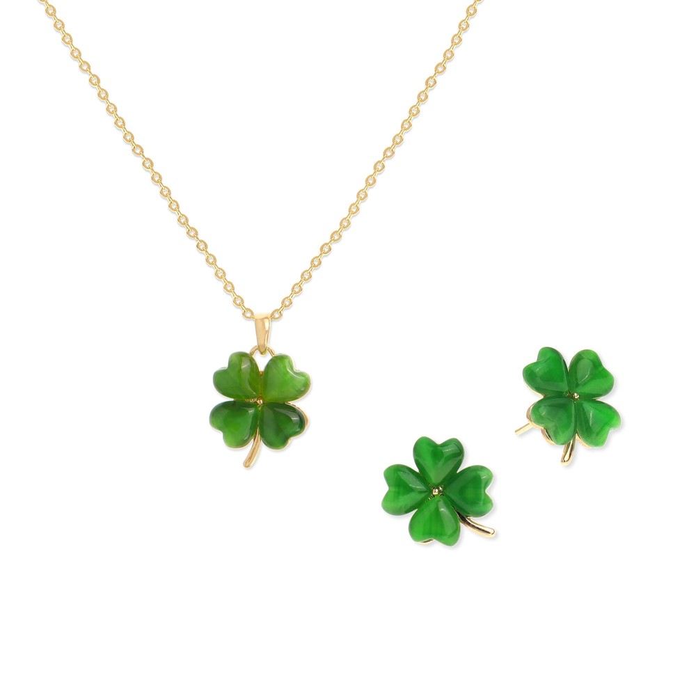 Gold Stud Earrings Pendent Necklaces Sets for Women, Dainty Rhinestone Butter...