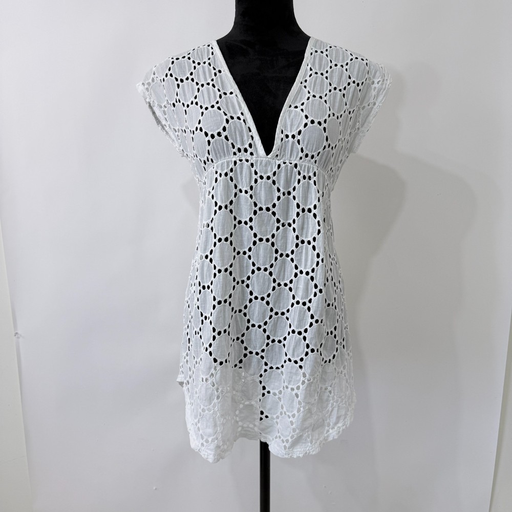 Jordan Taylor Beach Dress Swim Cover Up Tunic Size S White Eyelet Lace Coastal