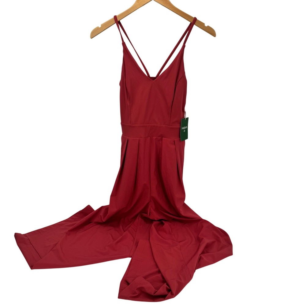 Halara Womens Backless Wide Leg Jumpsuit Small Pompeian Red Coastal Resort Style