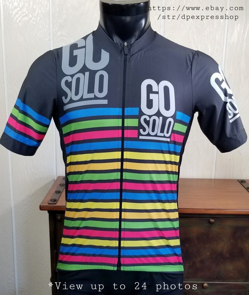 GO SOLO Full Zip Cycling Short Sleeve Jersey Size L Missing Tag