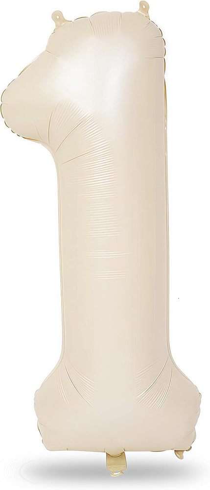 40 Inch Beige Number 1 Balloon for 1st Birthday Party Decor Large Self-Inflating