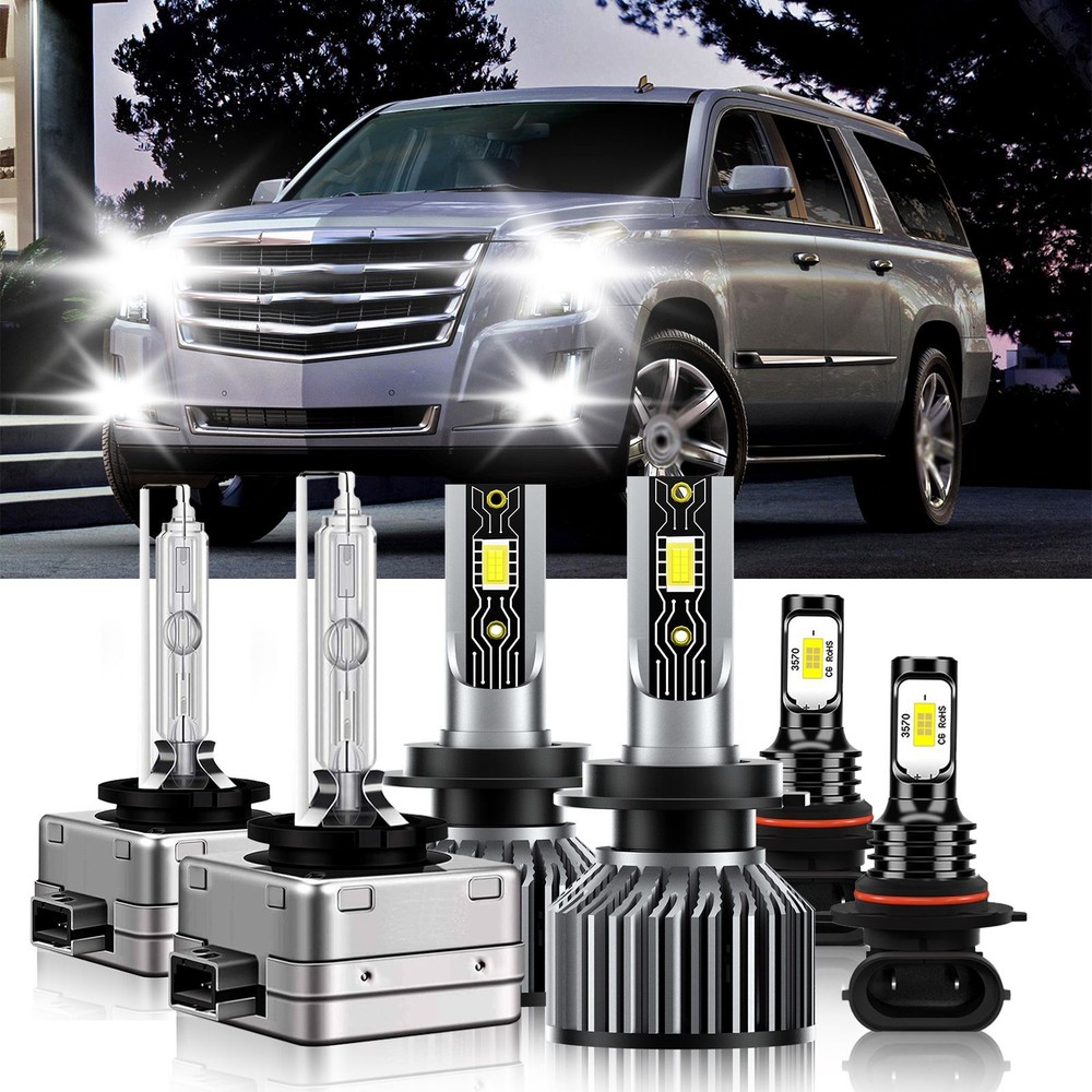 For Cadillac Escalade 2007-2014 LED HID Headlight Hi Low Beam Fog Light Bulbs