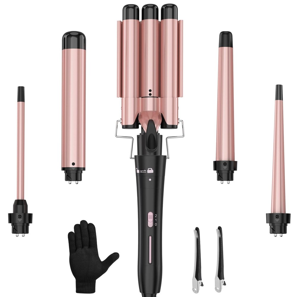 Interchangeable 3-Barrel Ceramic Curling Wand Set for Versatile Styling