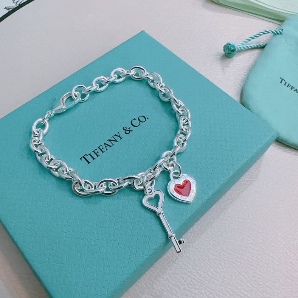 Tiffany & Co Heart Key Pendant Charm Bracelet
