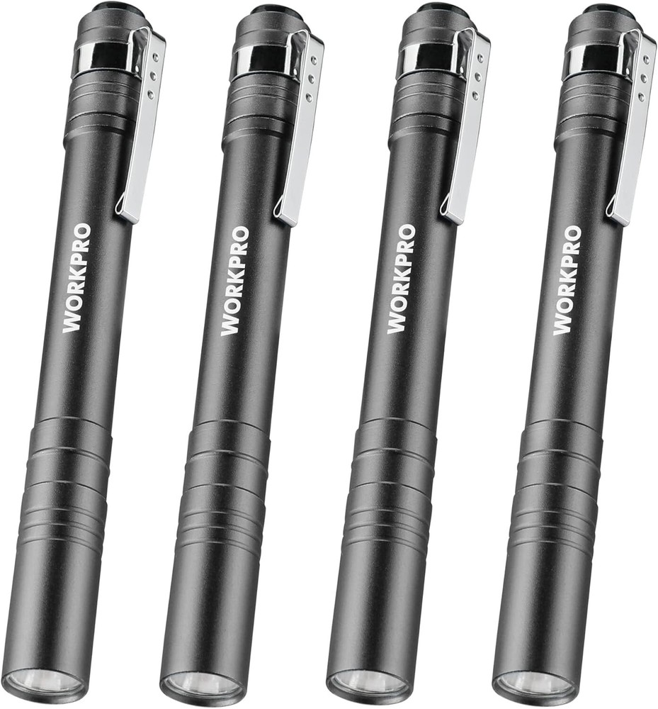 WORKPRO LED Pocket Flashlight with Clip Aluminum Pen Light  