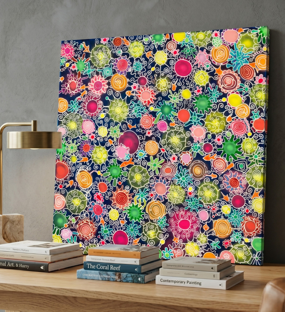 Original  Stretched Canvas UV active Abstract Contemporary Painting to order