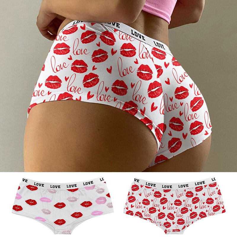 Womens Briefs Mesh Sheer Lip Printed Lingerie Underwear Panties Thongs Knickers◁