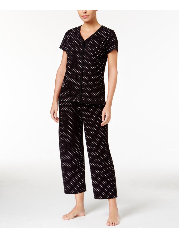 CHARTER CLUB Intimates Black Polka Dot Sleep Shirt Pajama Top S