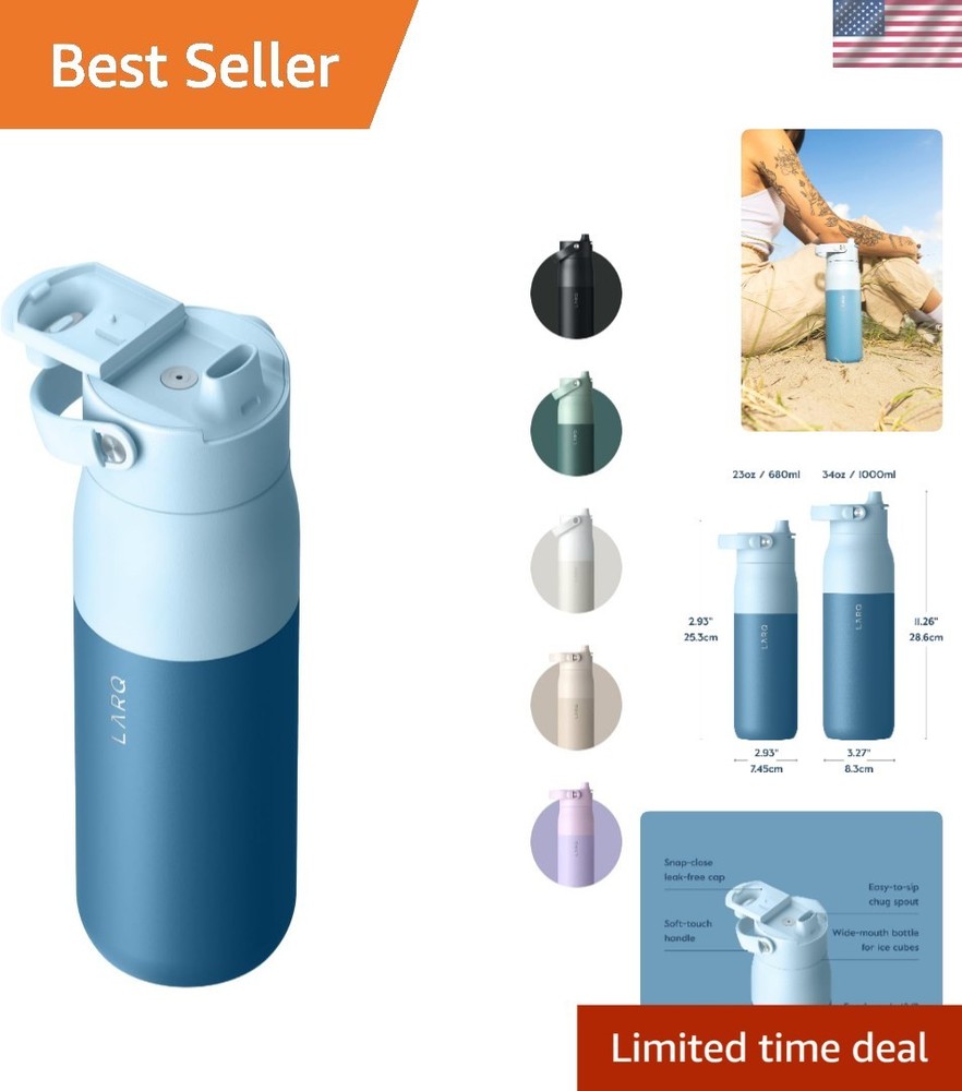 Amalfi Blue Insulated Stainless Steel Water Bottle - 23oz With Silicone Handle