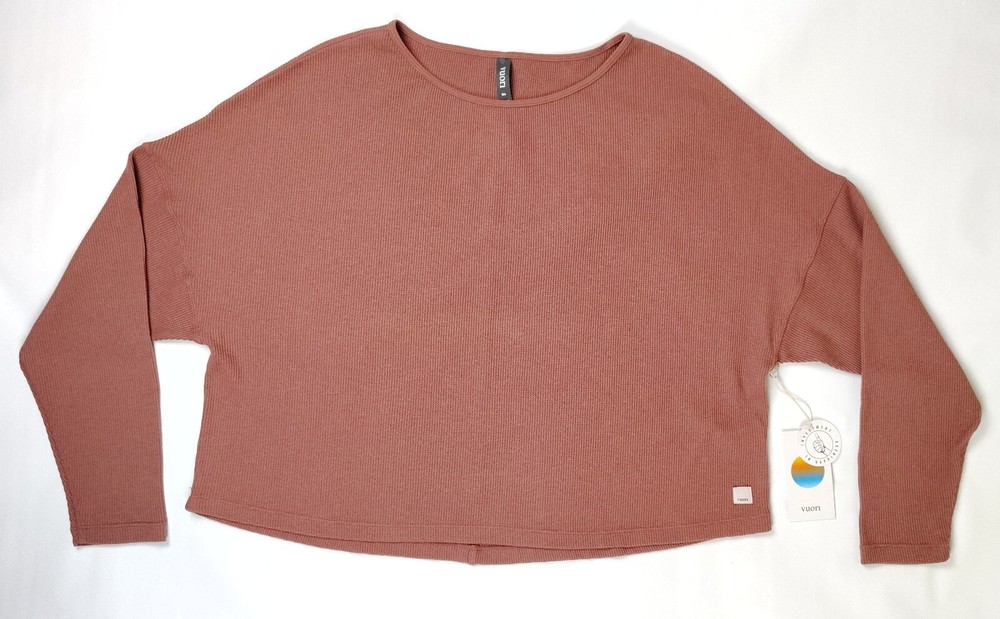 Vuori Slouchy Waffle Crew Long Sleeve Shirt Rosewood Women's Size M/L VW1047