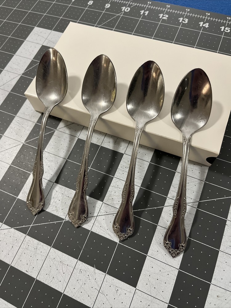 Oneida Ltd Mansfield Amadeus (4) Teaspoons Rogers Deluxe Stainless Flatware