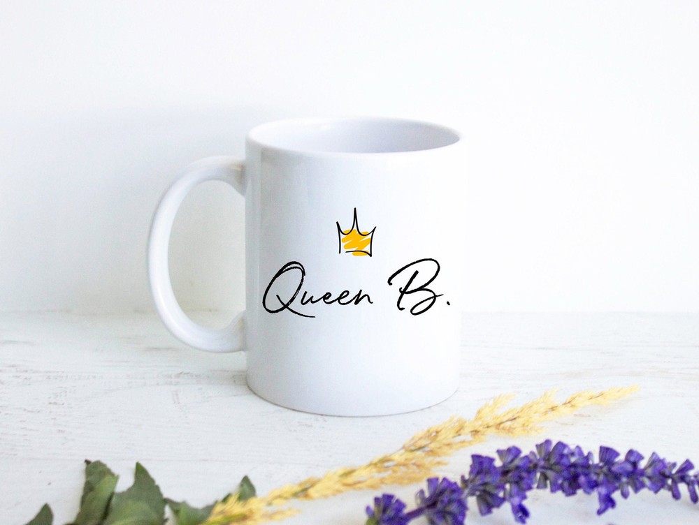 Custom Name Initial On Mug Personalized Queen Initial On Mug Custom Initial Mug