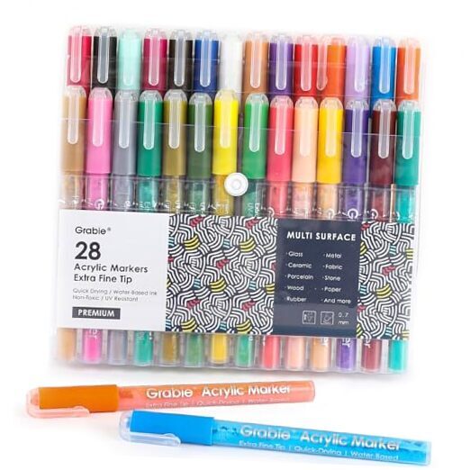 Acrylic Paint Pens - 28 Color Extra 28 Colors Extra Fine Tip Acrylic Markers