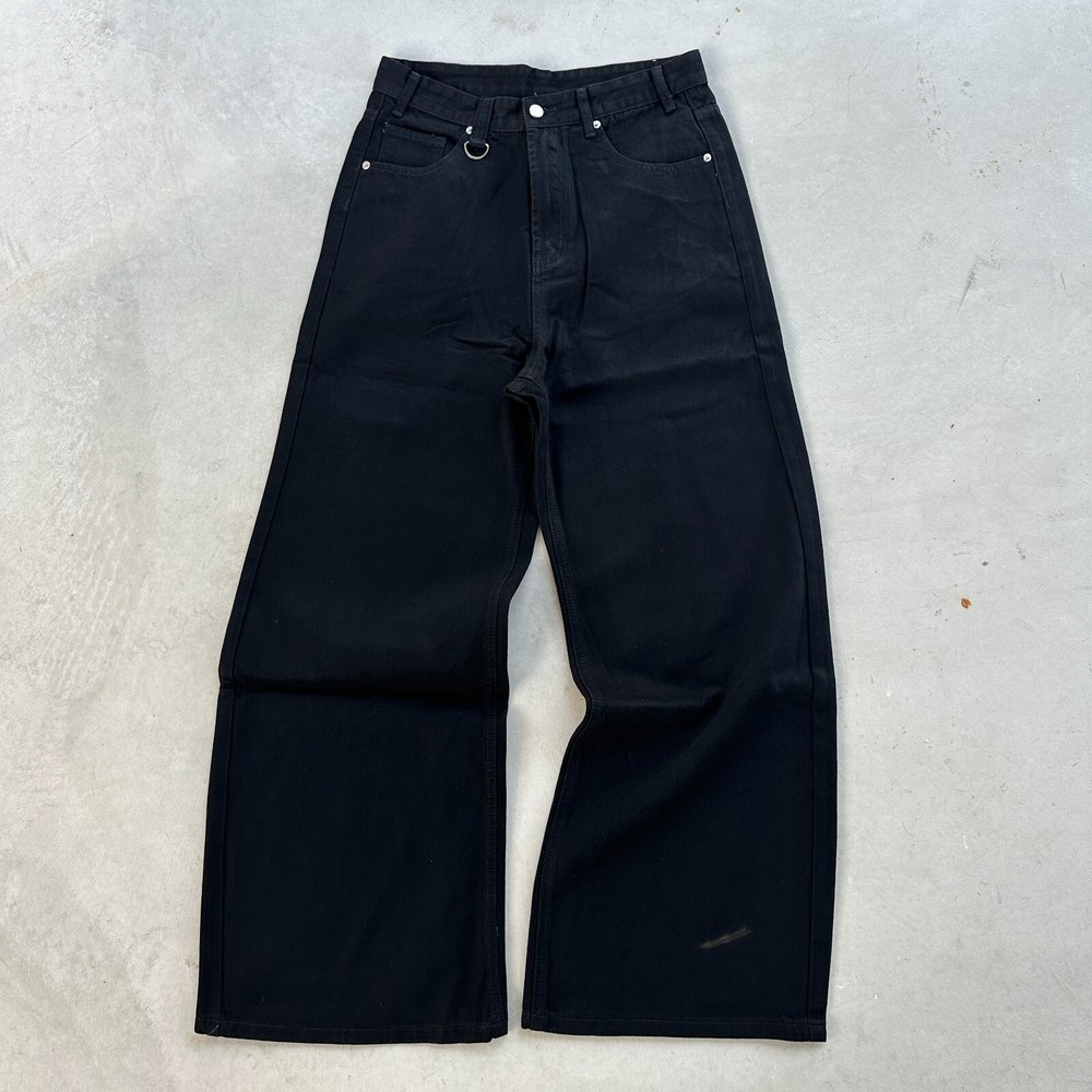 Vintage Y2K baggy black wide leg grunge skater jeans size 28-38