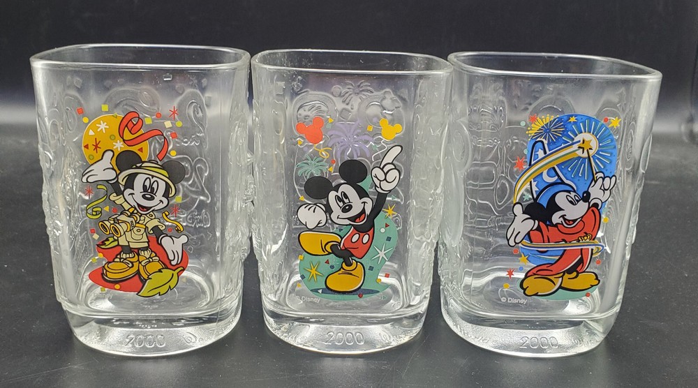 Set of 3 Mickey Mouse Disney World Magic Kingdom 2000 Square Cups