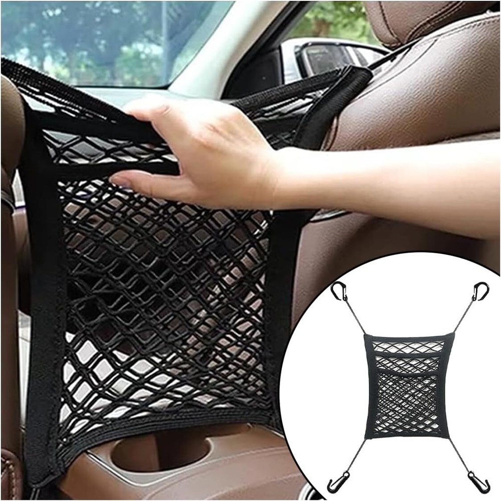 3-Layer Universal Car Seat Back Organizer Mesh Stretch Net Pocket