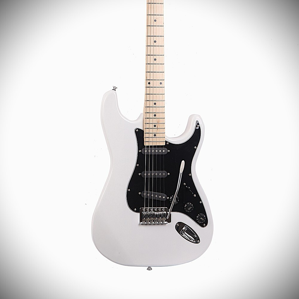White Full-Size Strat Style Electric Guitar Package with Gig Bag and Accessories