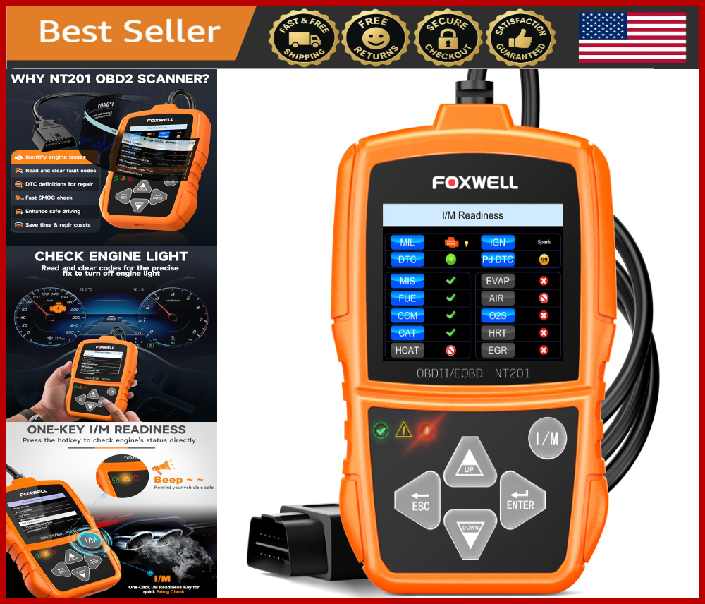 OBD2 Scanner Code Reader Check Engine Light, Clear Faults, Live Data 1996+ Cars